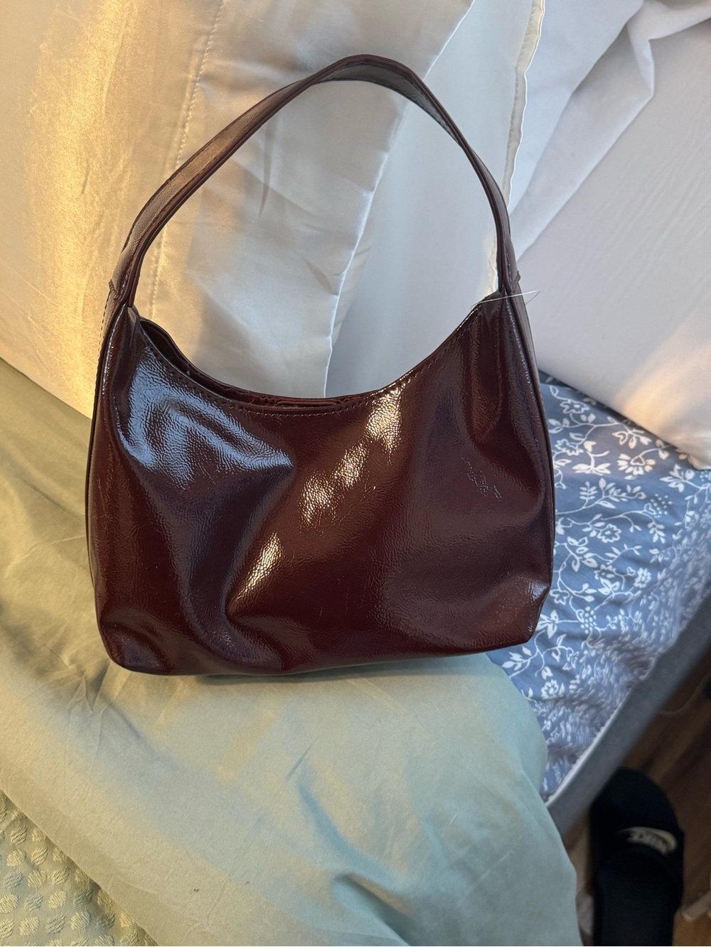 Old Navy Glossy Wine-Red Shoulder Bag